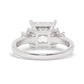 White Gold Princess Cut Engagement Ring Accompanied by Round Stones - Back View