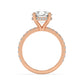 Rose Gold Round Cut Engagement Ring on a Pavé Band with a Hidden Halo - Side View