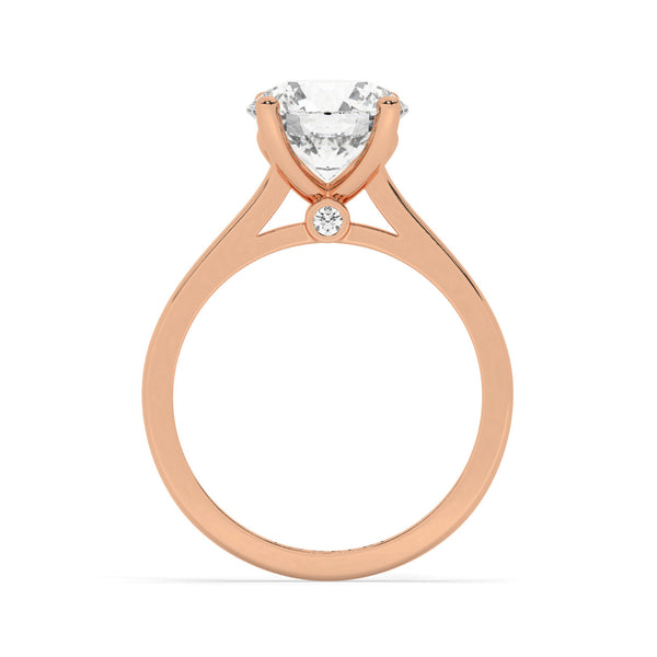 Rose Gold Round Cut Solitaire Engagement Ring with a Hidden Stone - Side View