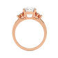 Rose Gold Round Cut Engagement Ring Accompanied by Round Side Stones - Side View