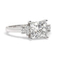 White Gold Princess Cut Engagement Ring Accompanied by Round Stones - Rotated View