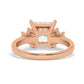 Rose Gold Princess Cut Engagement Ring Accompanied by Round Stones - Back View