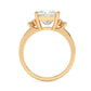 Yellow Gold Princess Cut Engagement Ring Accompanied by Round Stones - Side View