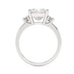 White Gold Princess Cut Engagement Ring Accompanied by Round Stones - Side View