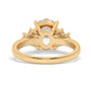 Yellow Gold Oval Cut Engagement Ring with Accompanying Round Stones - Back View