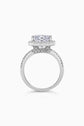 White Gold Large Cushion Cut with Surrounding Halo and Pavé stones all along the prongs, crown, and band - Side View