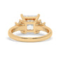 Yellow Gold Princess Cut Engagement Ring Accompanied by Round Stones - Back View