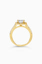 Yellow Gold Round Cut Engagement Ring with Halo and Pavé Band Cathedral Setting - Side View