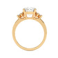Yellow Gold Round Cut Engagement Ring Accompanied by Round Side Stones - Side View