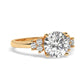 Yellow Gold Round Cut Engagement Ring Accompanied by Round Side Stones - Rotated View