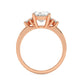 Rose Gold Oval Cut Engagement Ring with Accompanying Round Stones - Side View
