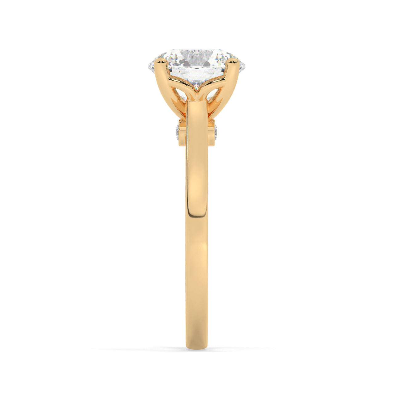 Yellow Gold Round Cut Solitaire Engagement Ring with a Hidden Stone - Other Side View