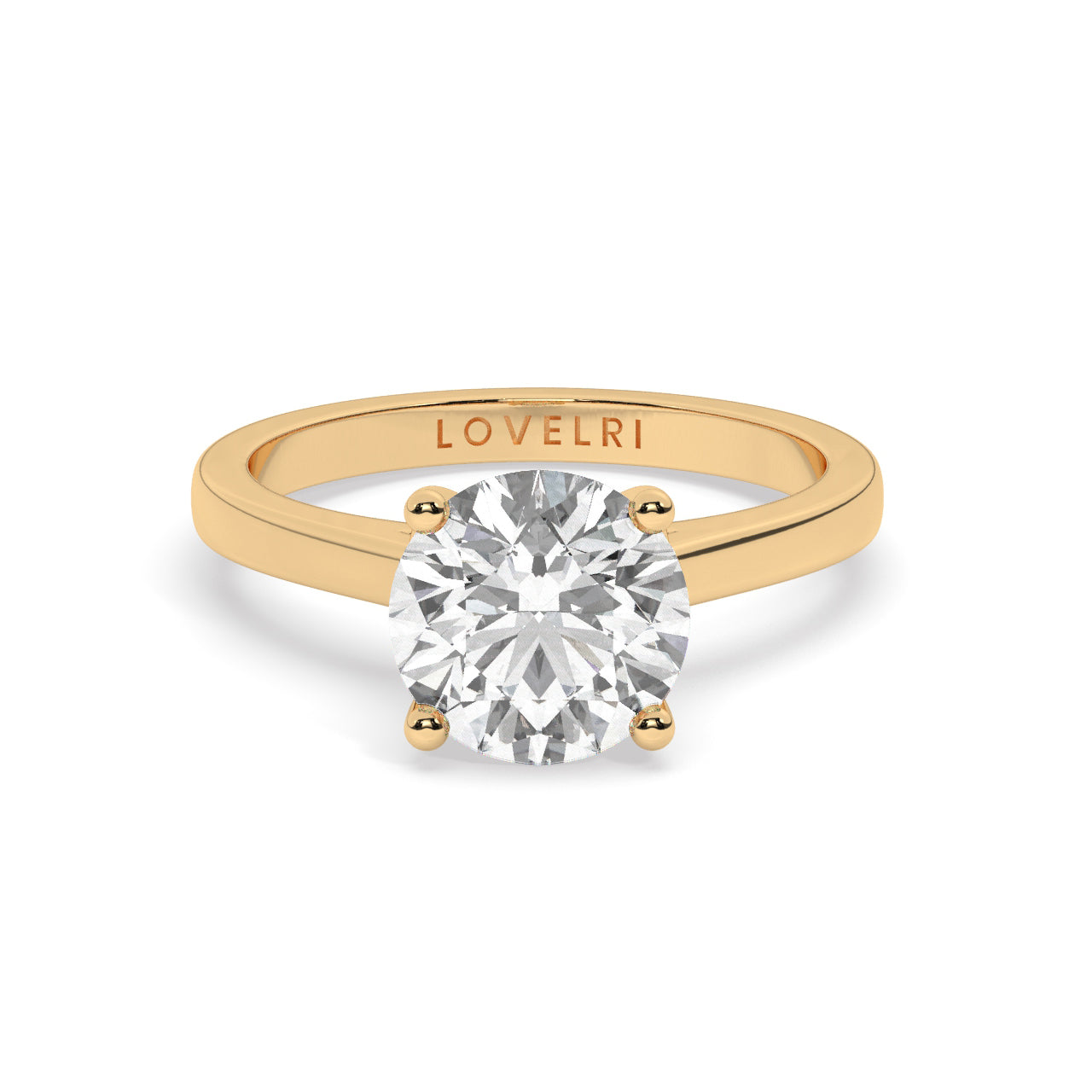 Yellow Gold Round Cut Solitaire Engagement Ring with a Hidden Stone