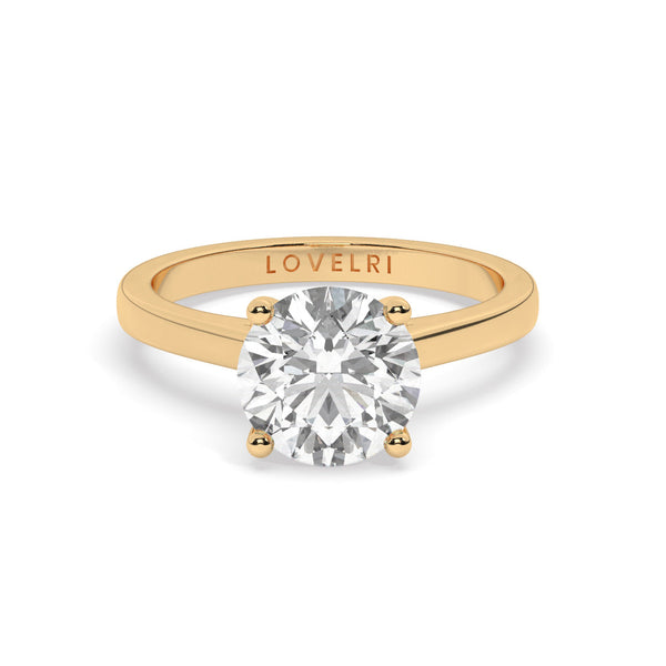 Yellow Gold Round Cut Solitaire Engagement Ring with a Hidden Stone