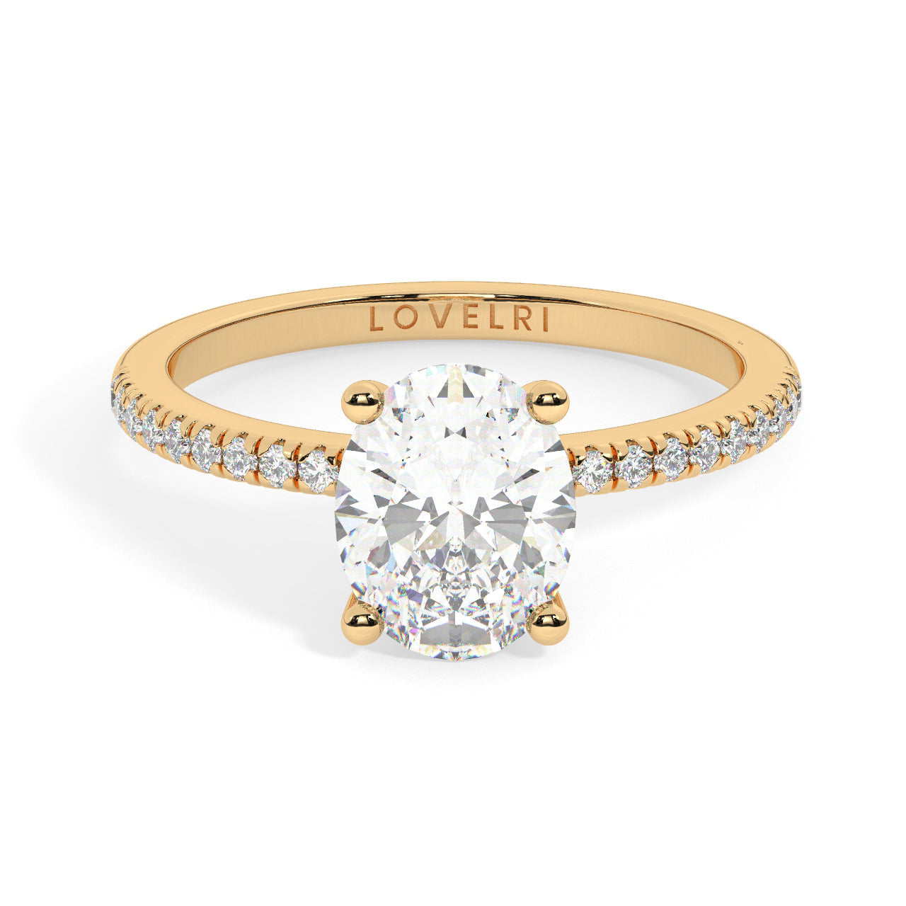 Yellow Gold Oval Cut Engagement Ring with Pav√© Band