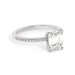 White Gold Emerald Cut Engagement Ring set on a Pavé Band - Rotated View