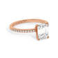 Rose Gold Emerald Cut Engagement Ring set on a Pavé Band - Rotated View
