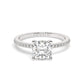 Round Cut Diamond Ring set on a Pavé Band in White Gold