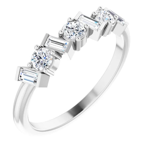 Baguette and Round Diamond Band (0.5 Carats)