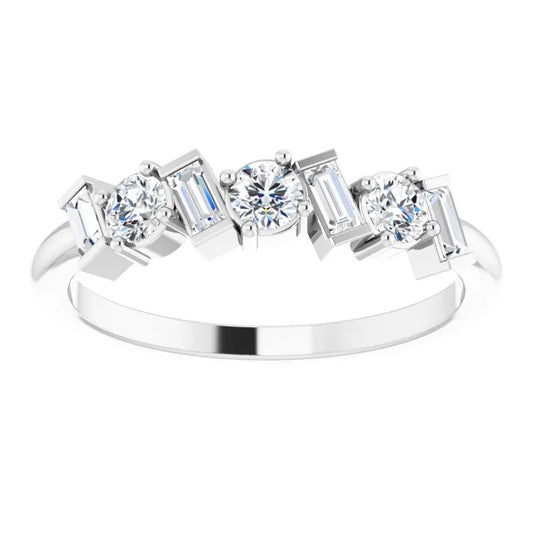 Baguette and Round Diamond Band (0.5 Carats)
