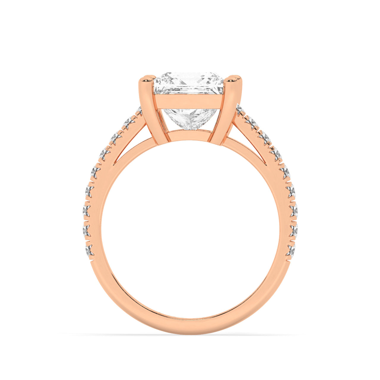 Lab Diamond Rings Toronto Geneva Ring Rose Gold Princess Cut Side View