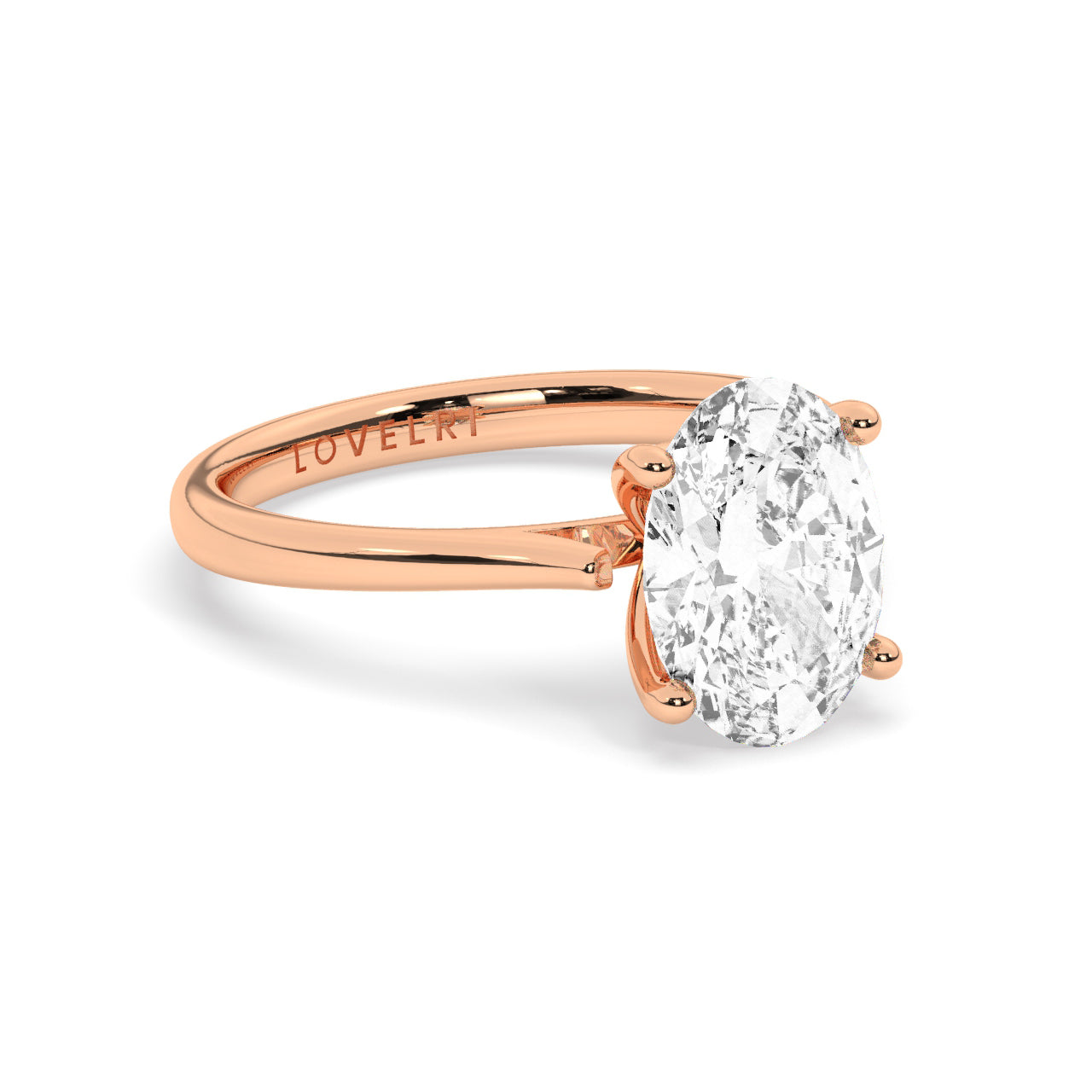 Lab Diamond Ring Toronto Oval Solitaire Rose Gold Side
