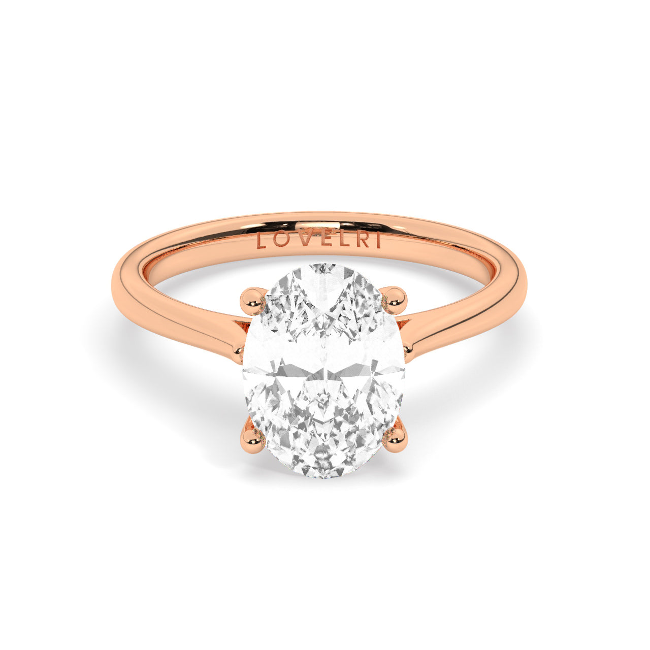 Lab Diamond Ring Toronto Oval Solitaire Rose Gold Front