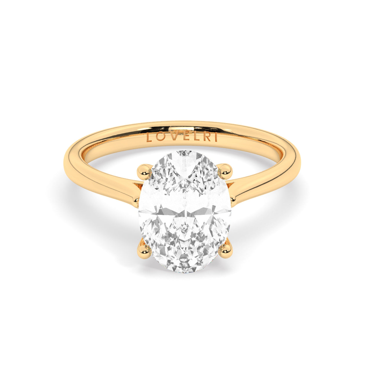 Lab Diamond Ring Toronto Oval Solitaire Yellow Gold Front