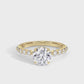 360 View - Scalloped Band Round Engagement Ring Yellow Gold