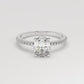 White gold oval diamond set with a hidden halo on a pave setting - 360 view