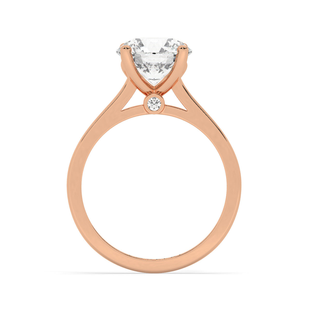 Rose Gold Round Cut Solitaire Engagement Ring with a Hidden Stone - Side View