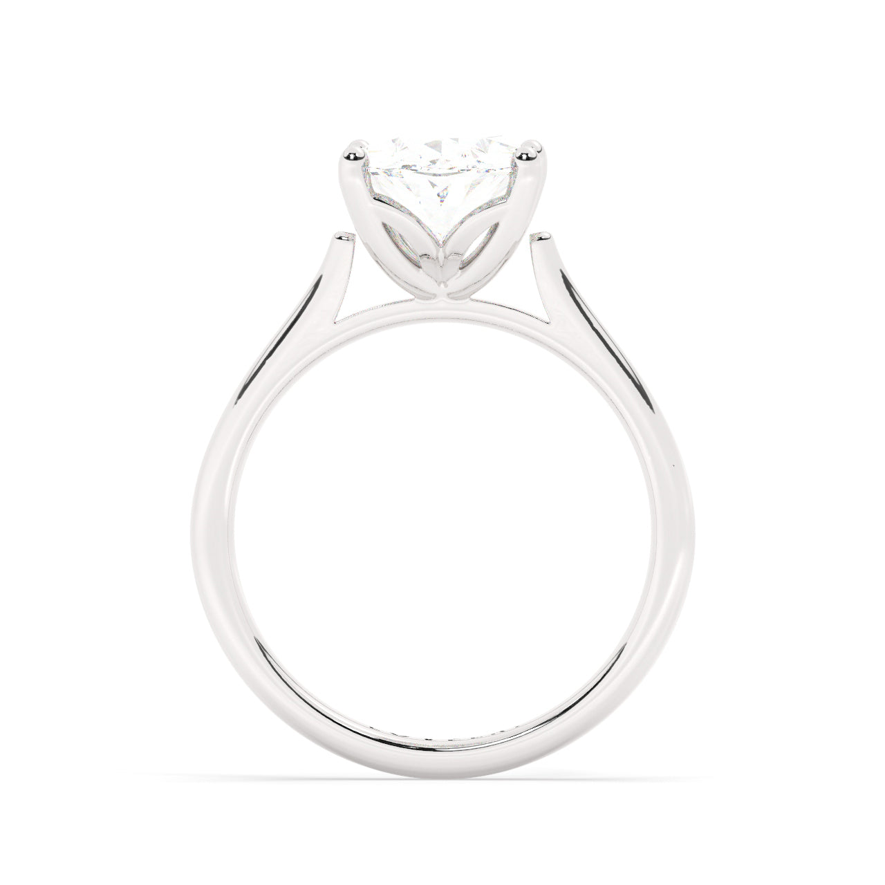 White Gold Oval Solitaire Engagement Ring - Side View