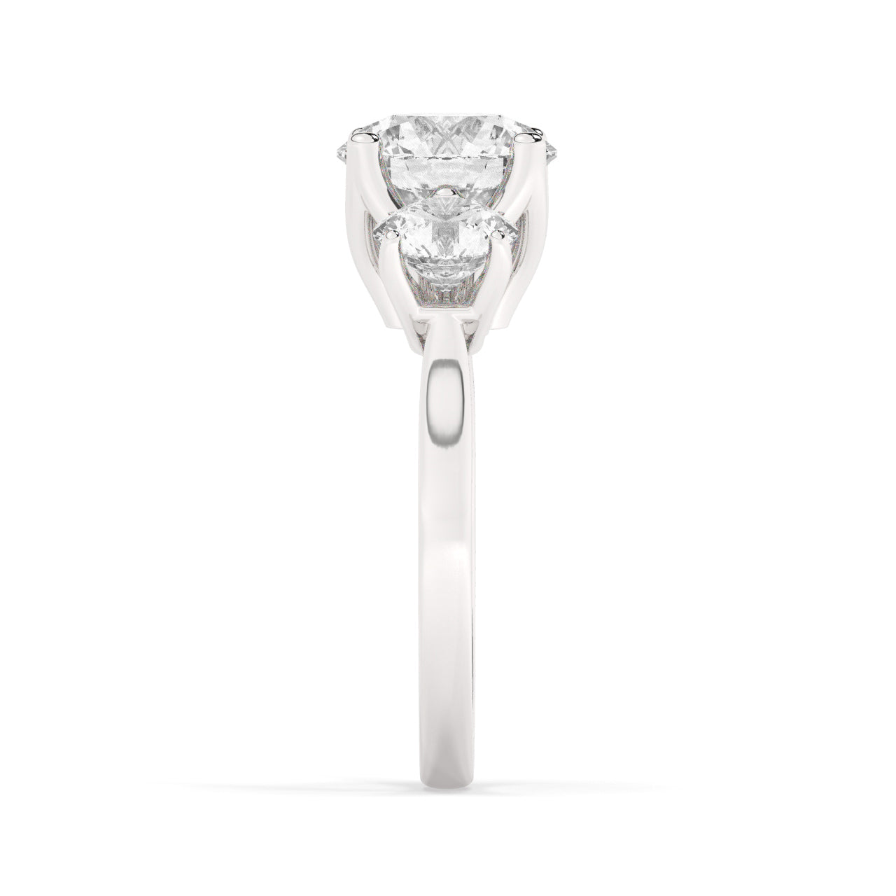 White Gold Trinity Engagement Ring - Other Side View