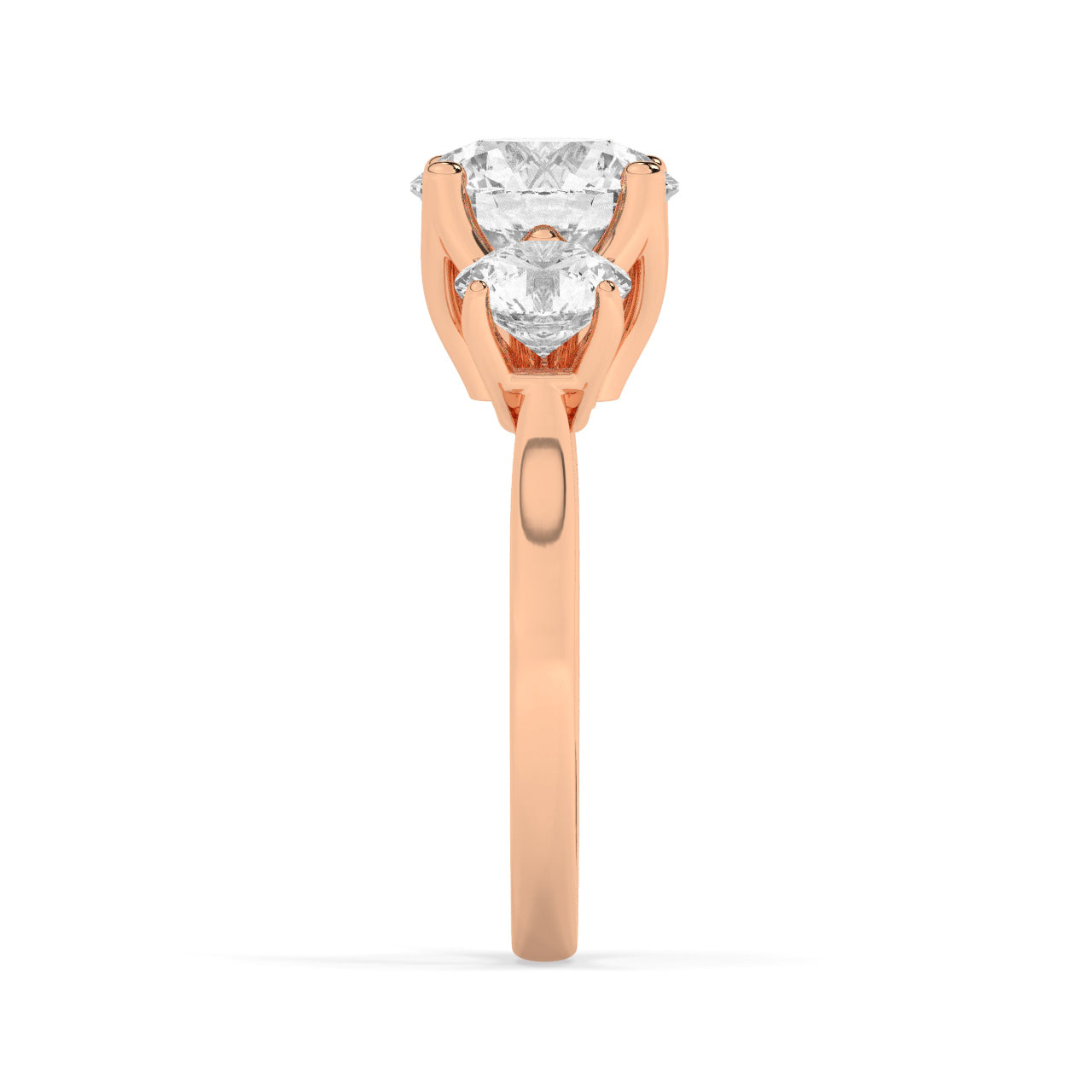 Rose Gold Trinity Engagement Ring - Other Side View