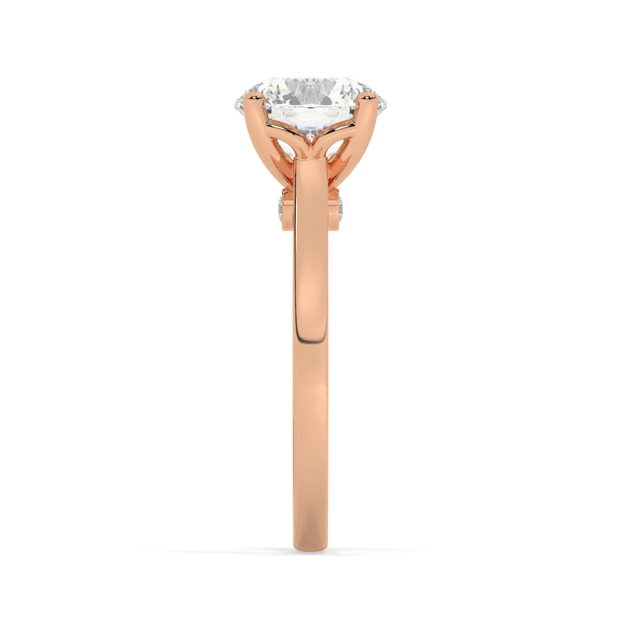 Rose Gold Round Cut Solitaire Engagement Ring with a Hidden Stone - Other Side View