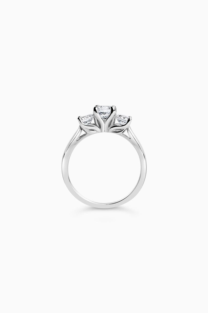 White Gold Trinity Engagement Ring - Side View