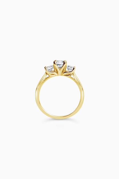 Yellow Gold Trinity Engagement Ring - Side View
