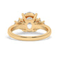 Yellow Gold Oval Cut Engagement Ring with Accompanying Round Stones - Back View