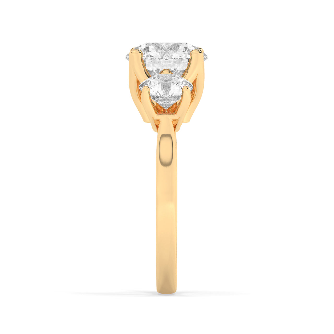 Yellow Gold Trinity Engagement Ring - Other Side View