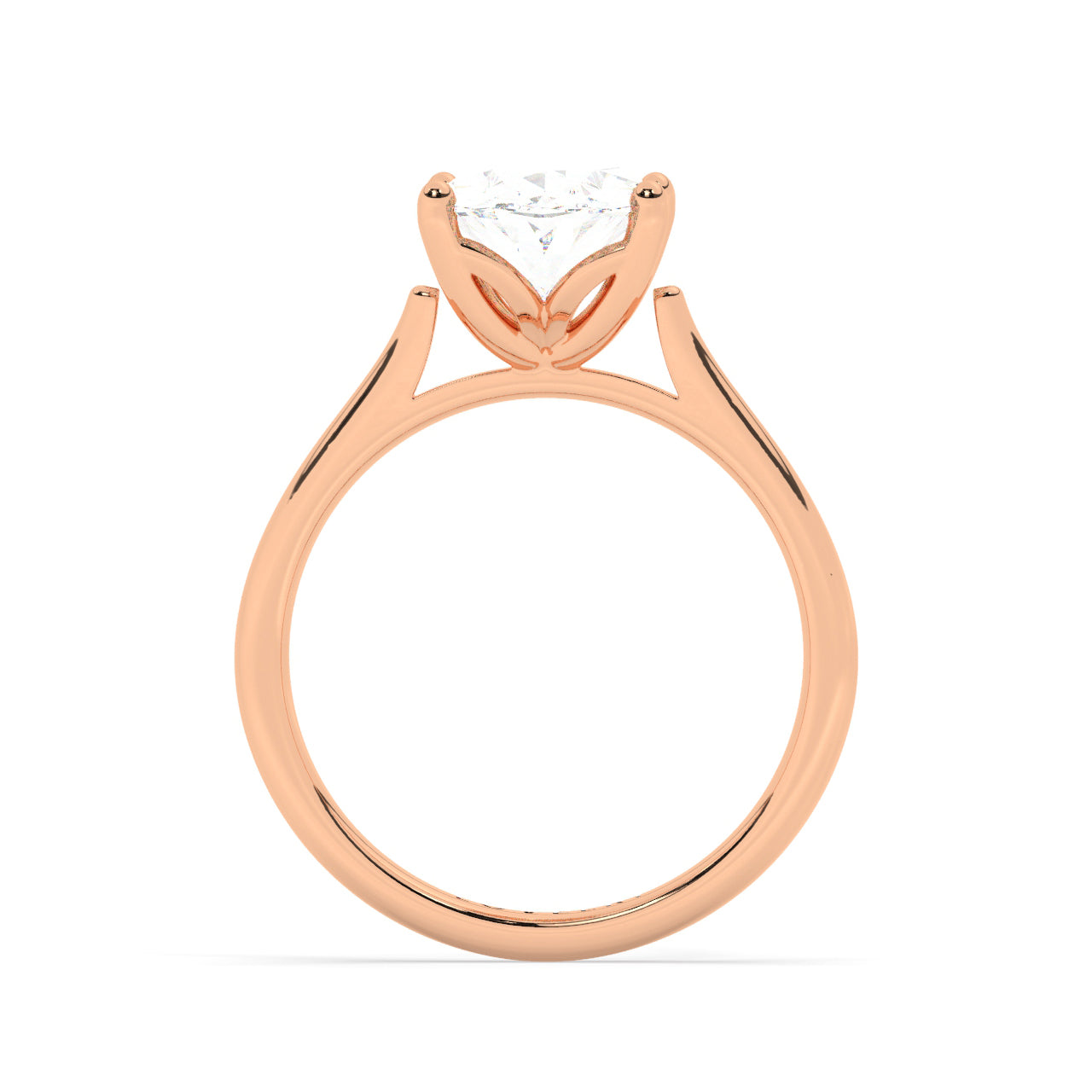 Rose Gold Oval Solitaire Engagement Ring - Side View