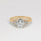Yellow Gold Round Cut Engagement Ring Accompanied by Round Side Stones - 360 View