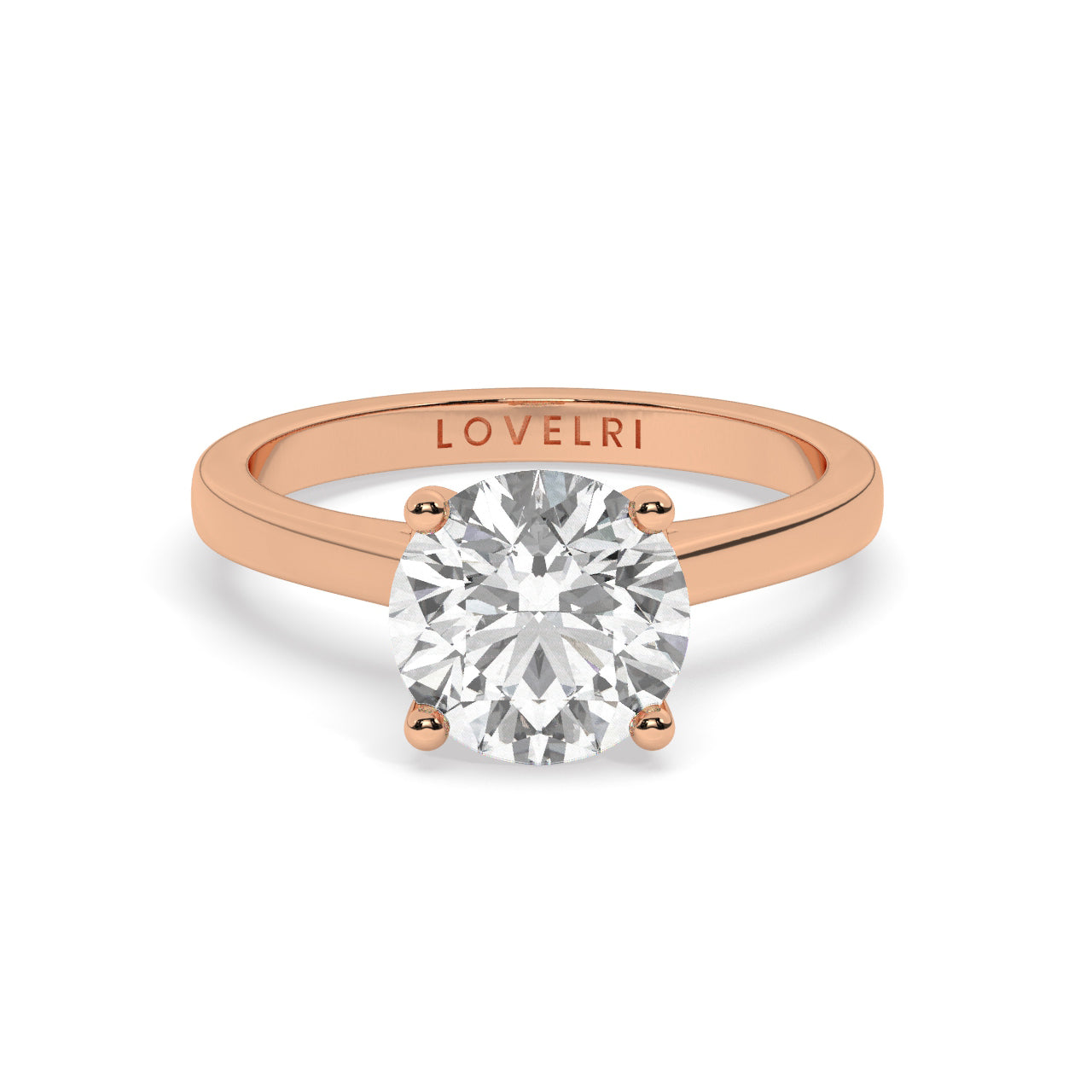 Rose Gold Round Cut Solitaire Engagement Ring with a Hidden Stone