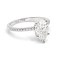 Pear Cut Lab Diamond Ring with a Pave Band on a Platinum Setting - Rotated View