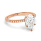 Pear Cut Lab Diamond Ring with a Pave Band on a Rose Gold Setting - Rotated View