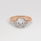 Rose Gold Oval Cut Engagement Ring with Accompanying Round Stones - 360 View