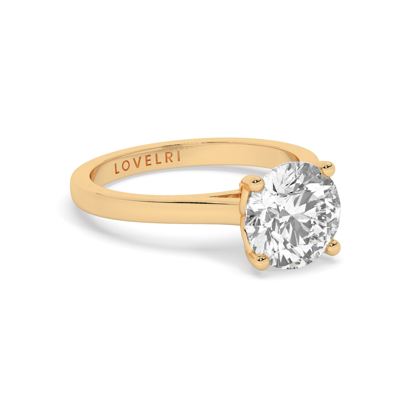 Yellow Gold Round Cut Solitaire Engagement Ring with a Hidden Stone - Rotated View