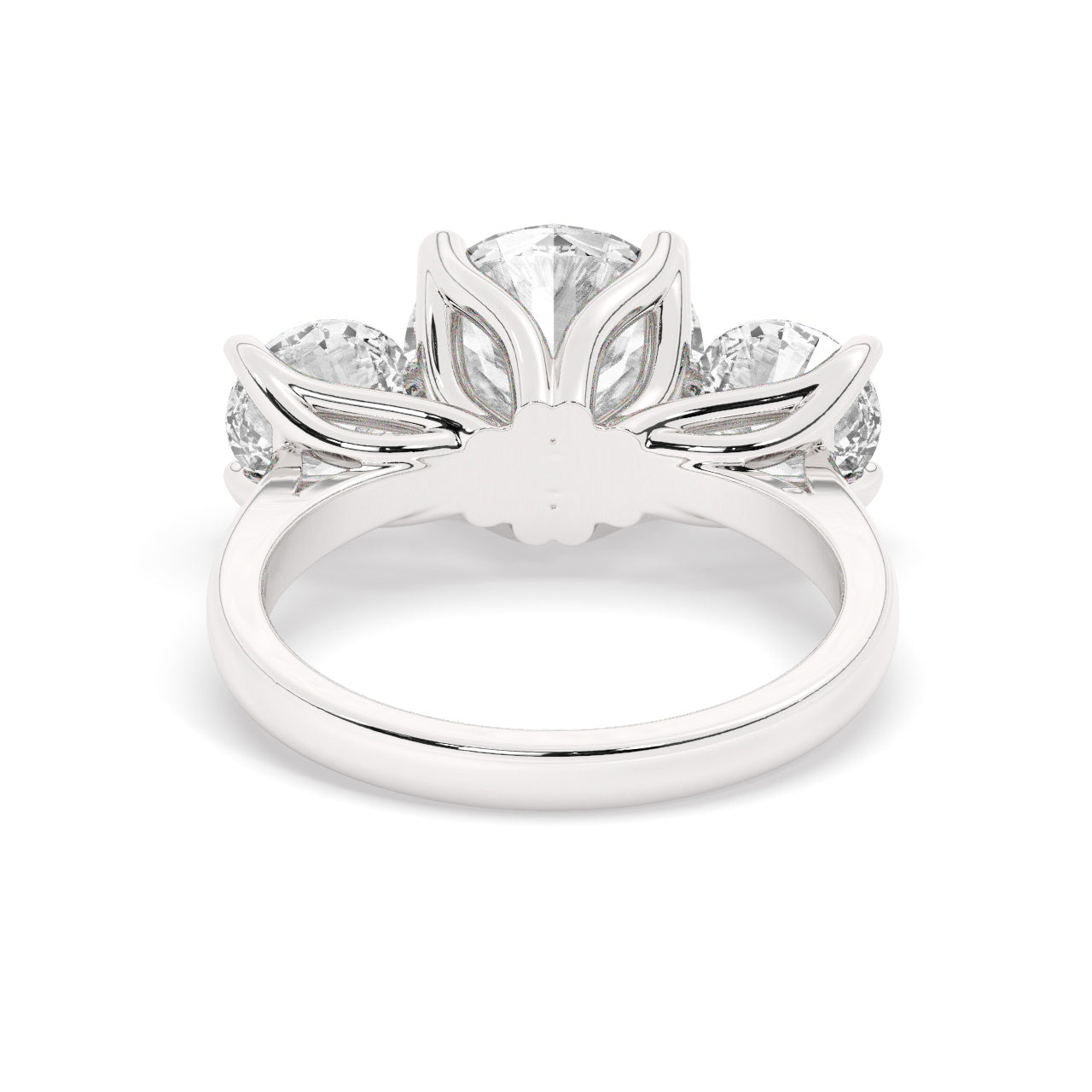White Gold Trinity Engagement Ring - Back View