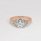 Rose Gold Round Cut Engagement Ring Accompanied by Round Side Stones - 360 View