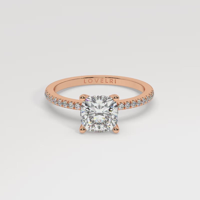 Pave rose store gold engagement ring